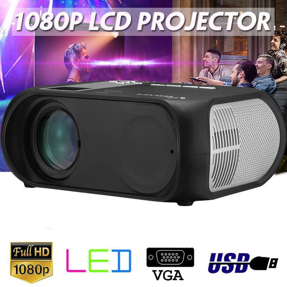 LED Wifi projector 1080P met afstandsbediening Home Theater 6500 lumen