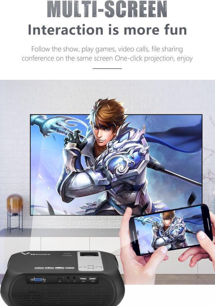 LED Wifi projector 1080P met afstandsbediening Home Theater 6500 lumen