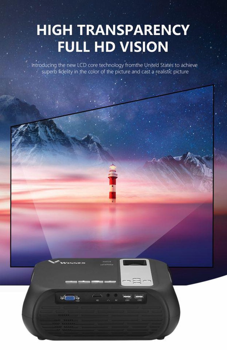LED Wifi projector 1080P met afstandsbediening Home Theater 6500 lumen