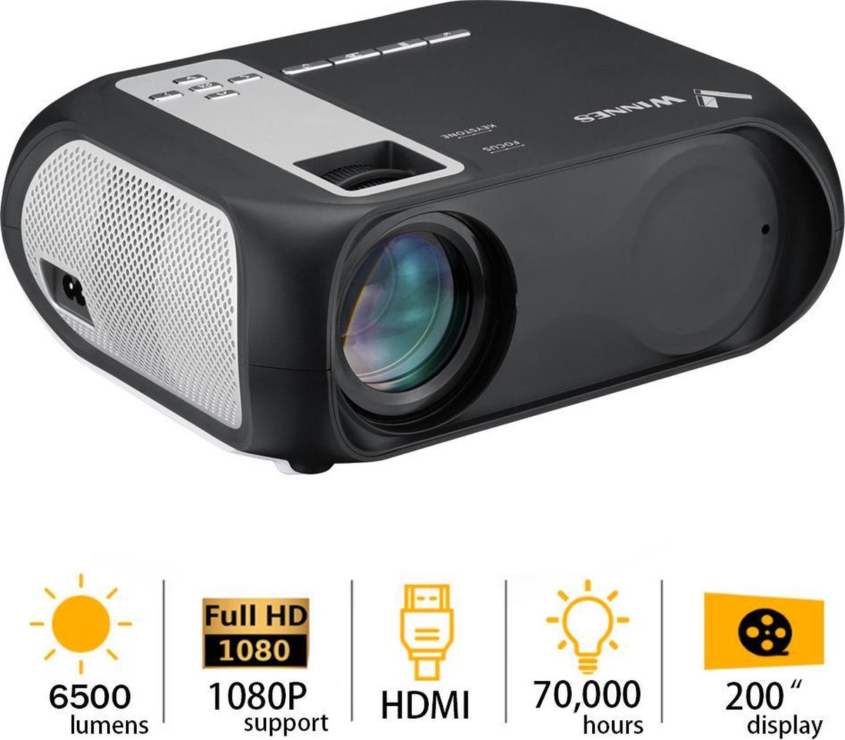LED Wifi projector 1080P met afstandsbediening Home Theater 6500 lumen