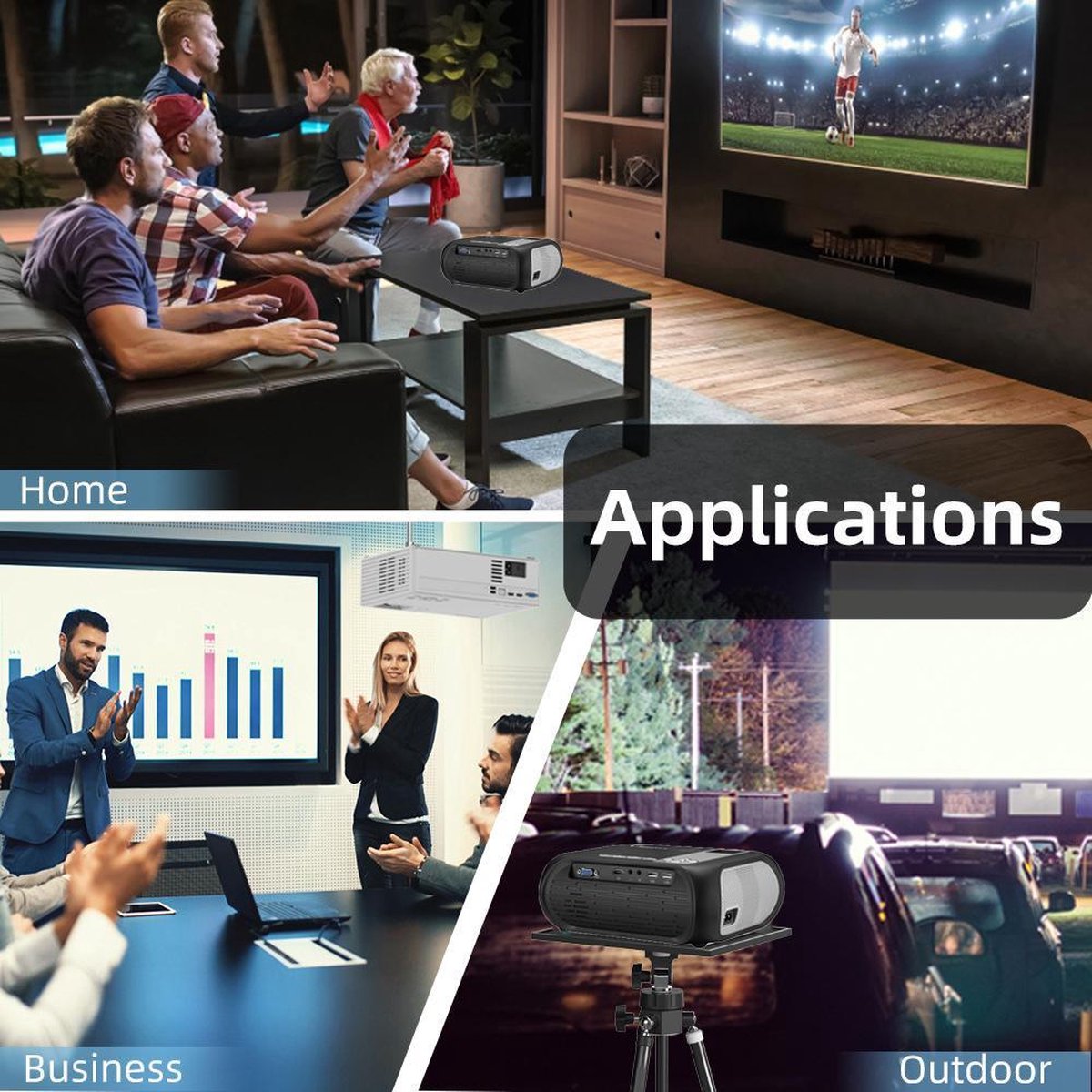LED Wifi projector 1080P met afstandsbediening Home Theater 6500 lumen