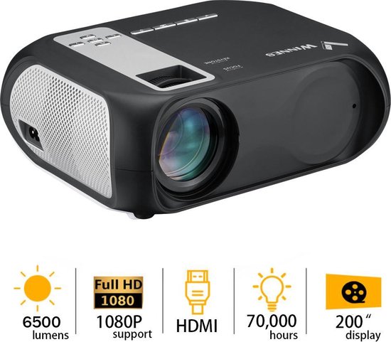 LED Wifi projector 1080P met afstandsbediening Home Theater 6500 lumen