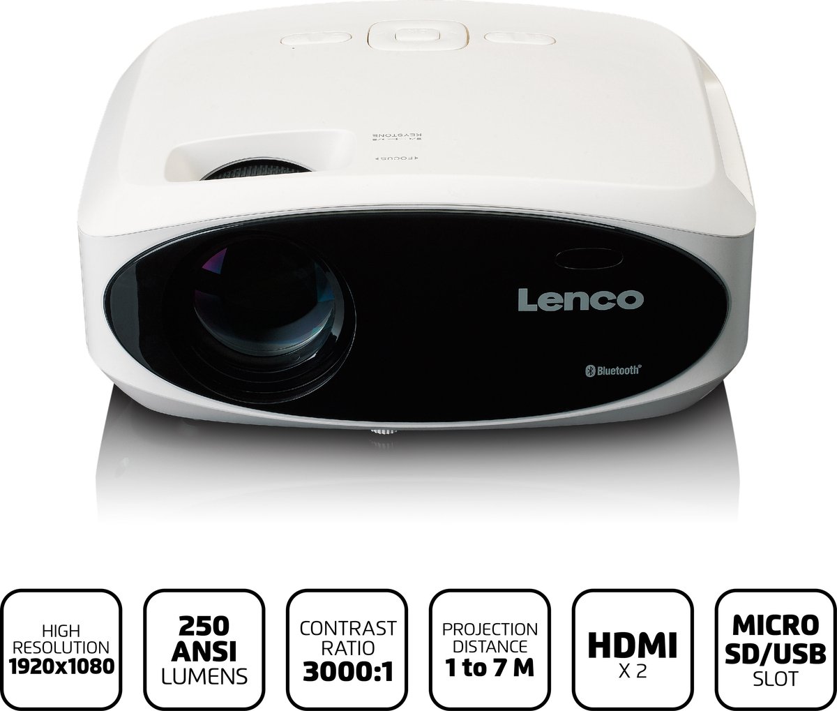 Lenco LPJ-900WH Full HD Mini Beamer Wit