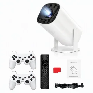 Loha party® Mini Beamer met ingebouwde retro spelconsole voor iOS en Android