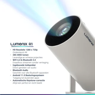 Lumenix R1 Mini Beamer Smart TV 4K Projector Wit