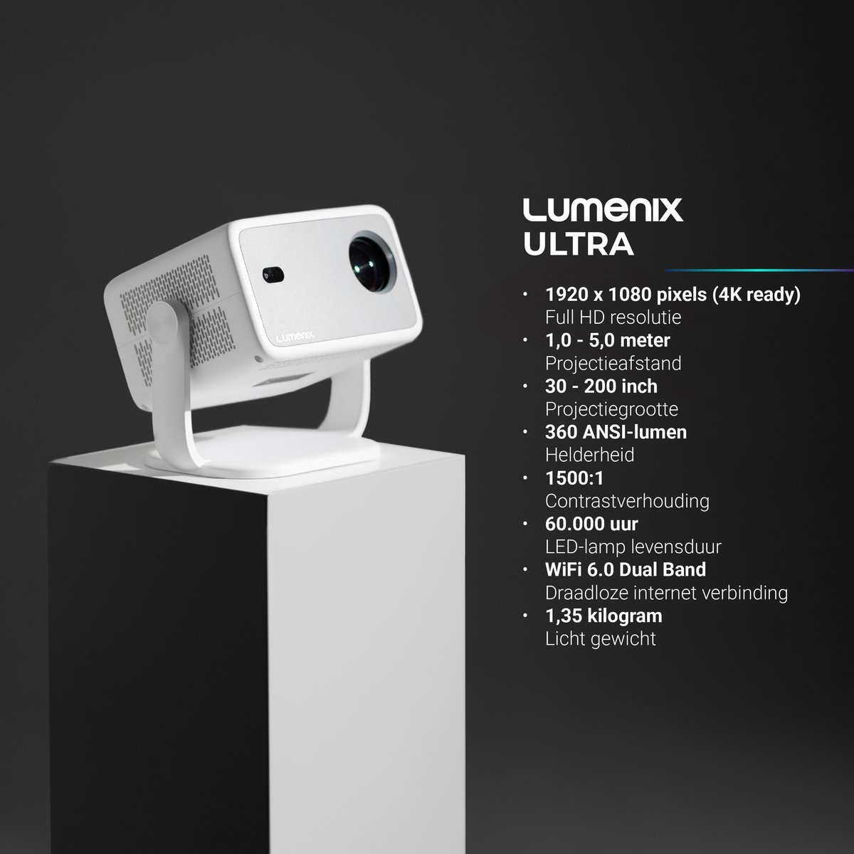 Lumenix Ultra Mini Beamer 2025 Smart TV Projector Full HD