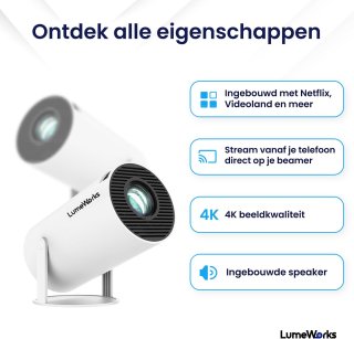 LumeWorks Luna Mini Beamer 4K Android 11 Wit