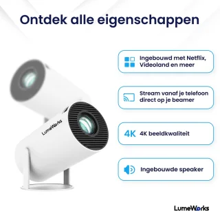 LumeWorks Luna Mini Beamer 4K Android 11 Wit