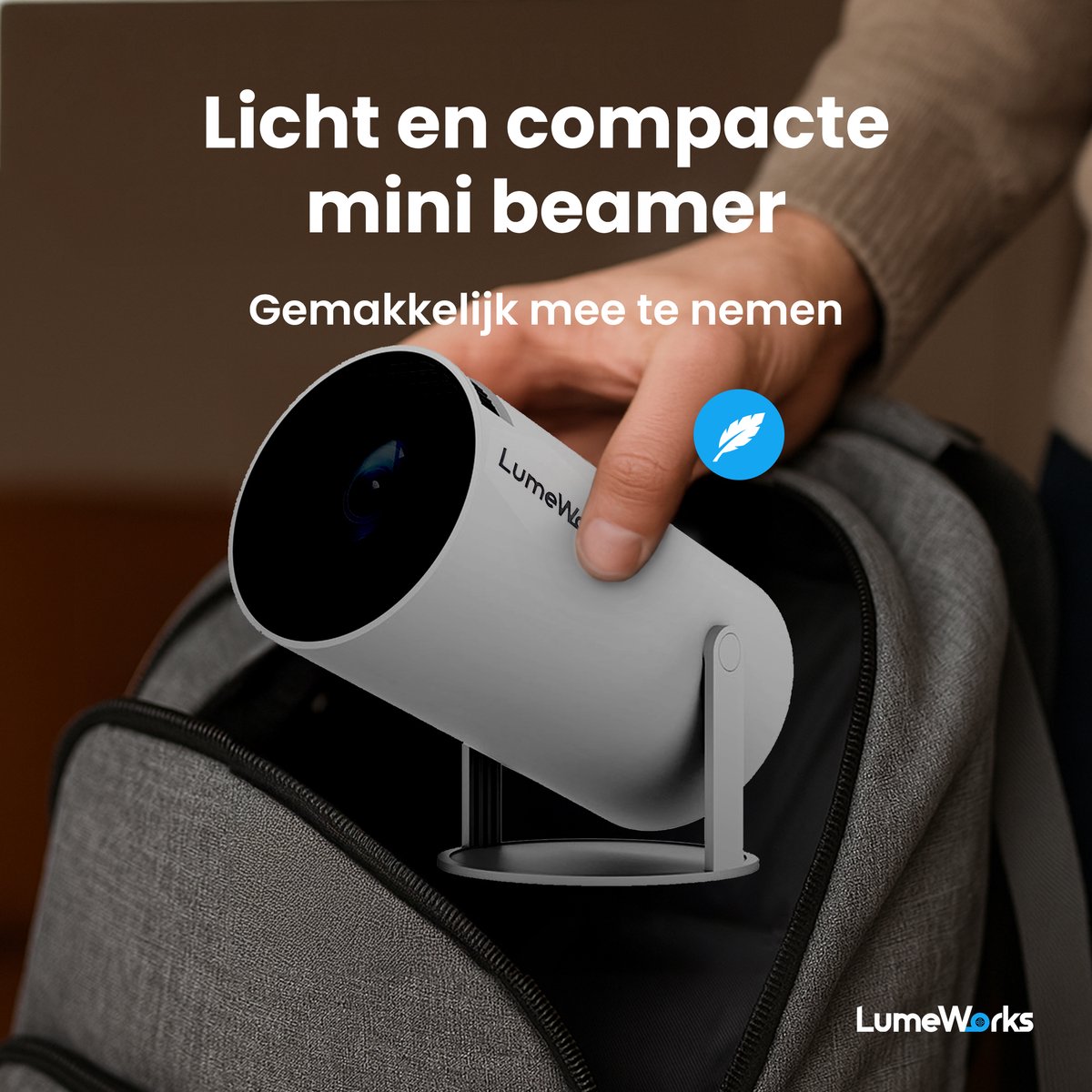 LumeWorks Luna Mini Beamer 4K Android 11 Wit