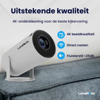 LumeWorks Luna Mini Beamer 4K Android 11 Wit