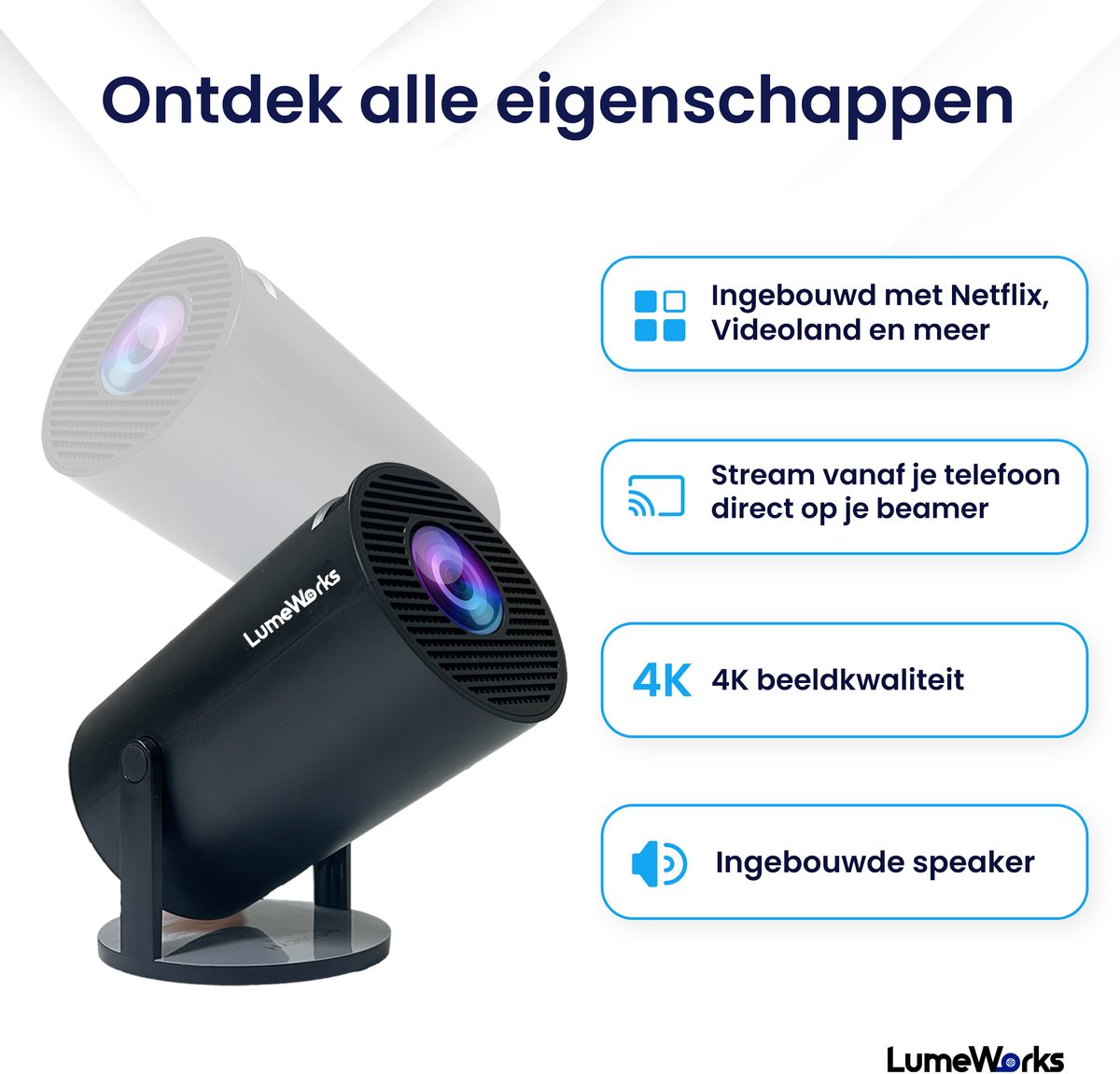LumeWorks Luna Mini Beamer Zwart