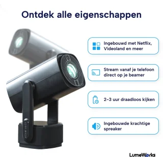 LumeWorks Nova Mini 4K Android Projector Zwart