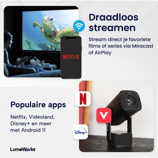 LumeWorks Nova Mini 4K Android Projector Zwart
