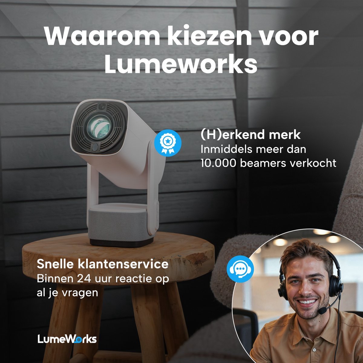 LumeWorks Nova Mini 4K Projector Wit