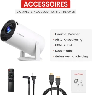 Lumistar Premium Mini Beamer 2025 - Smart TV Projector - Wit