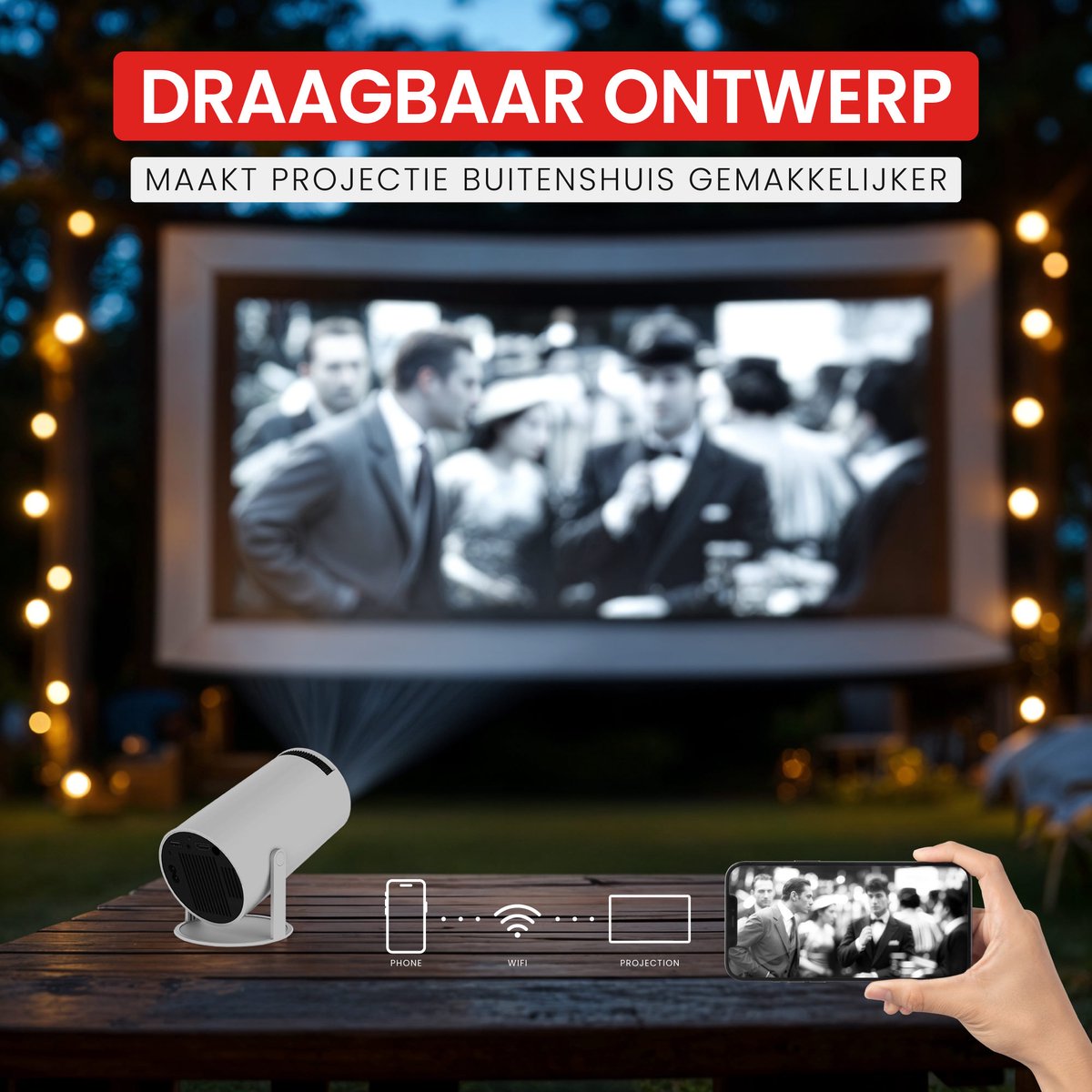 Lumistar Premium Mini Beamer 2025 - Smart TV Projector - Wit