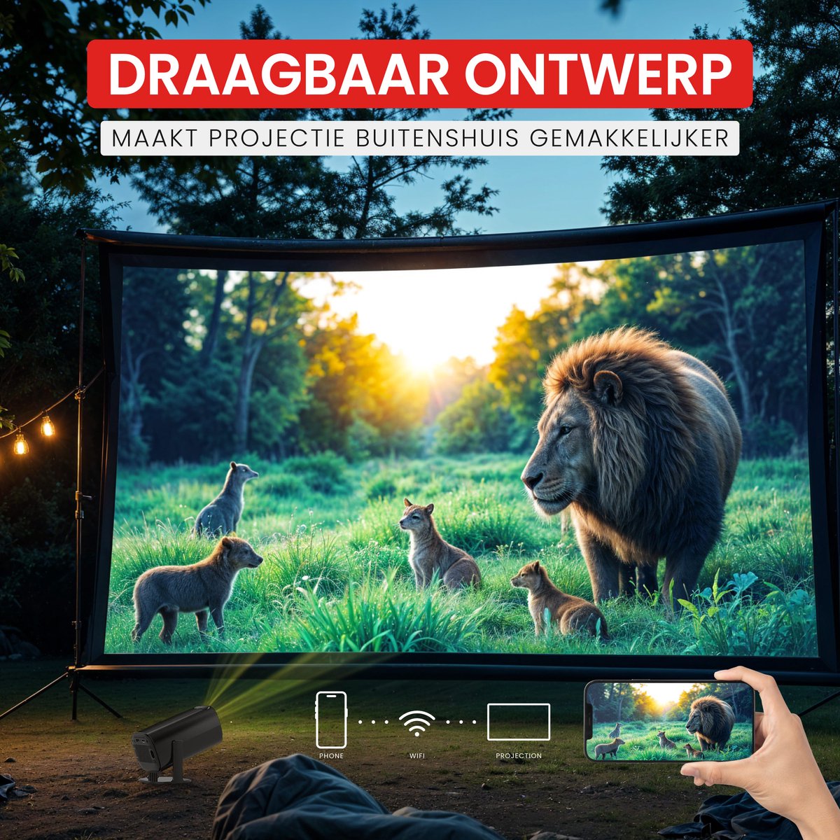 Lumistar Pro Mini Beamer 2025 - Smart TV Projector Zwart