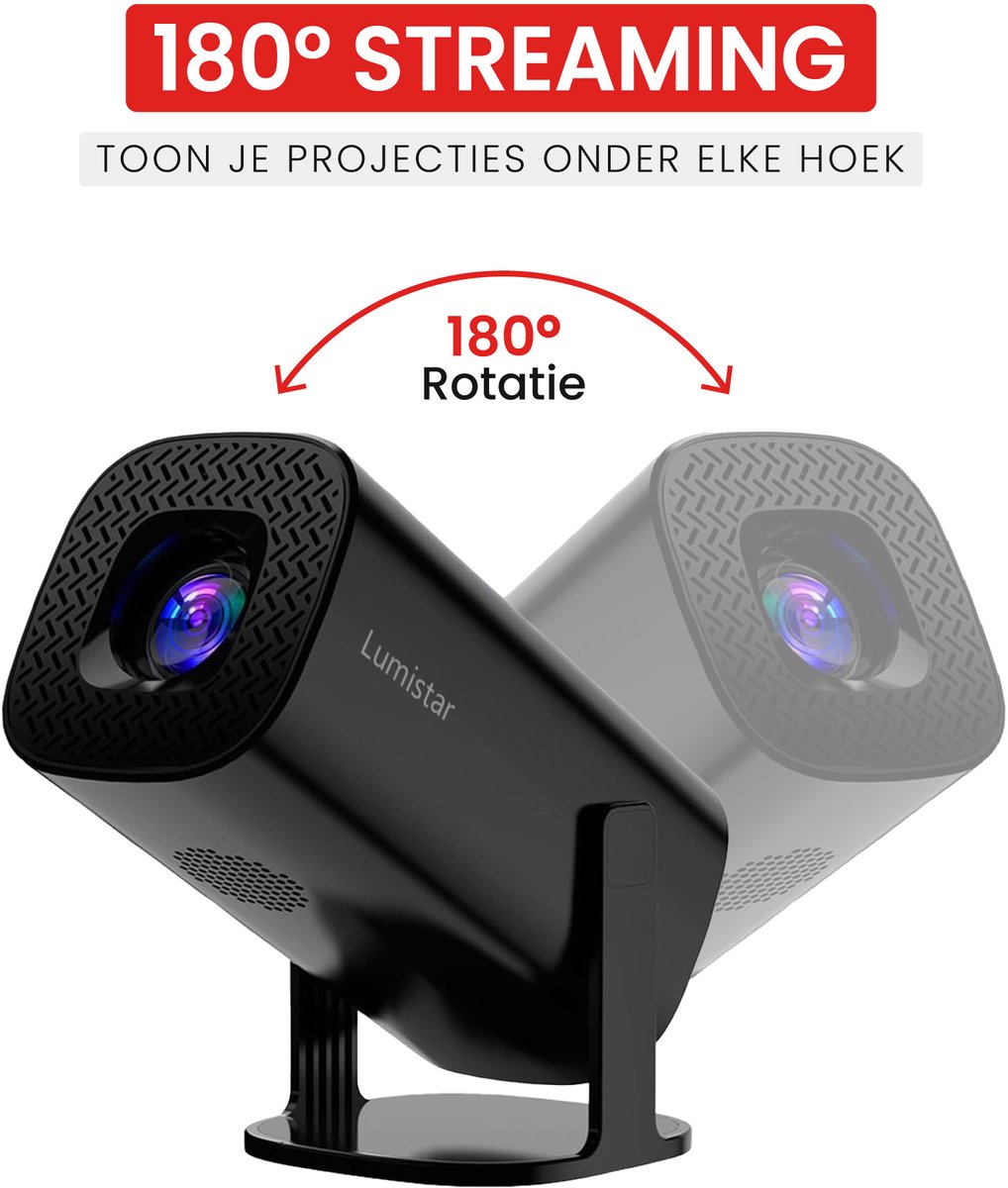 Lumistar Pro Mini Beamer 2025 - Smart TV Projector Zwart
