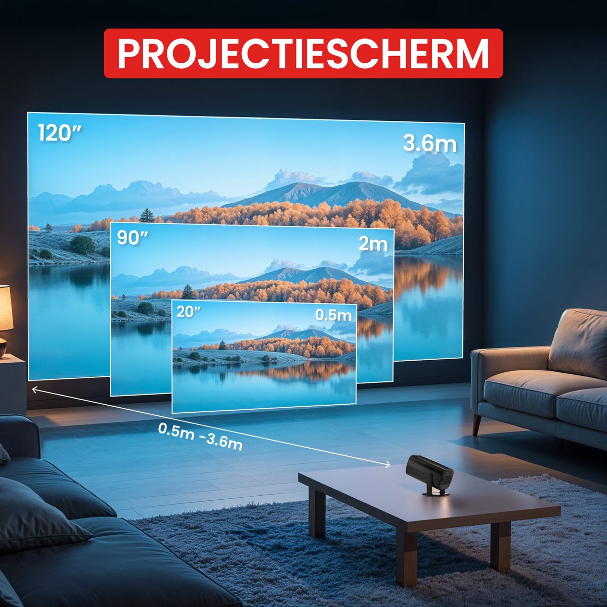 Lumistar Pro Mini Beamer 2025 - Smart TV Projector Zwart