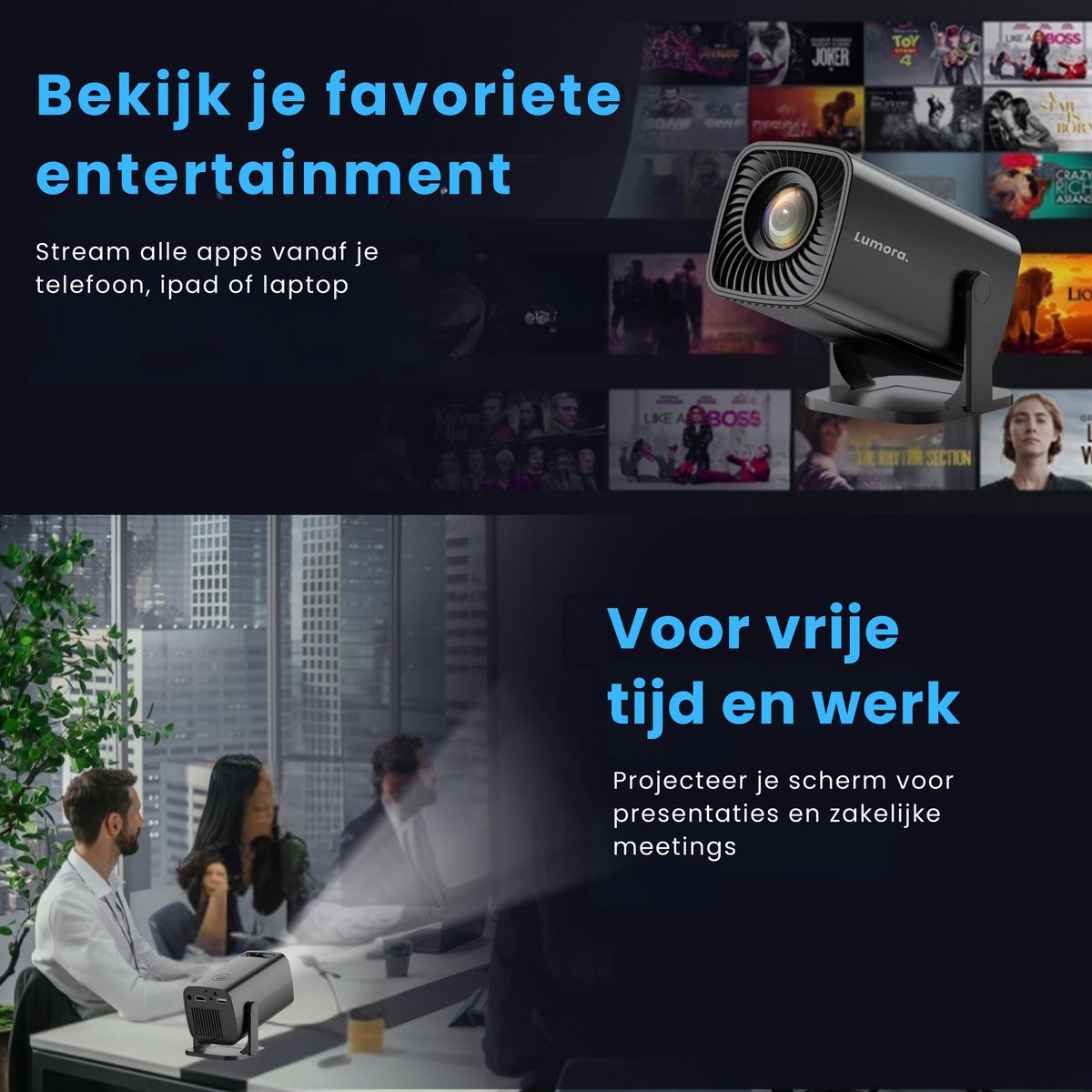 Lumora Mini Beamer 2025 Smart TV Projector 4K Ultra HD