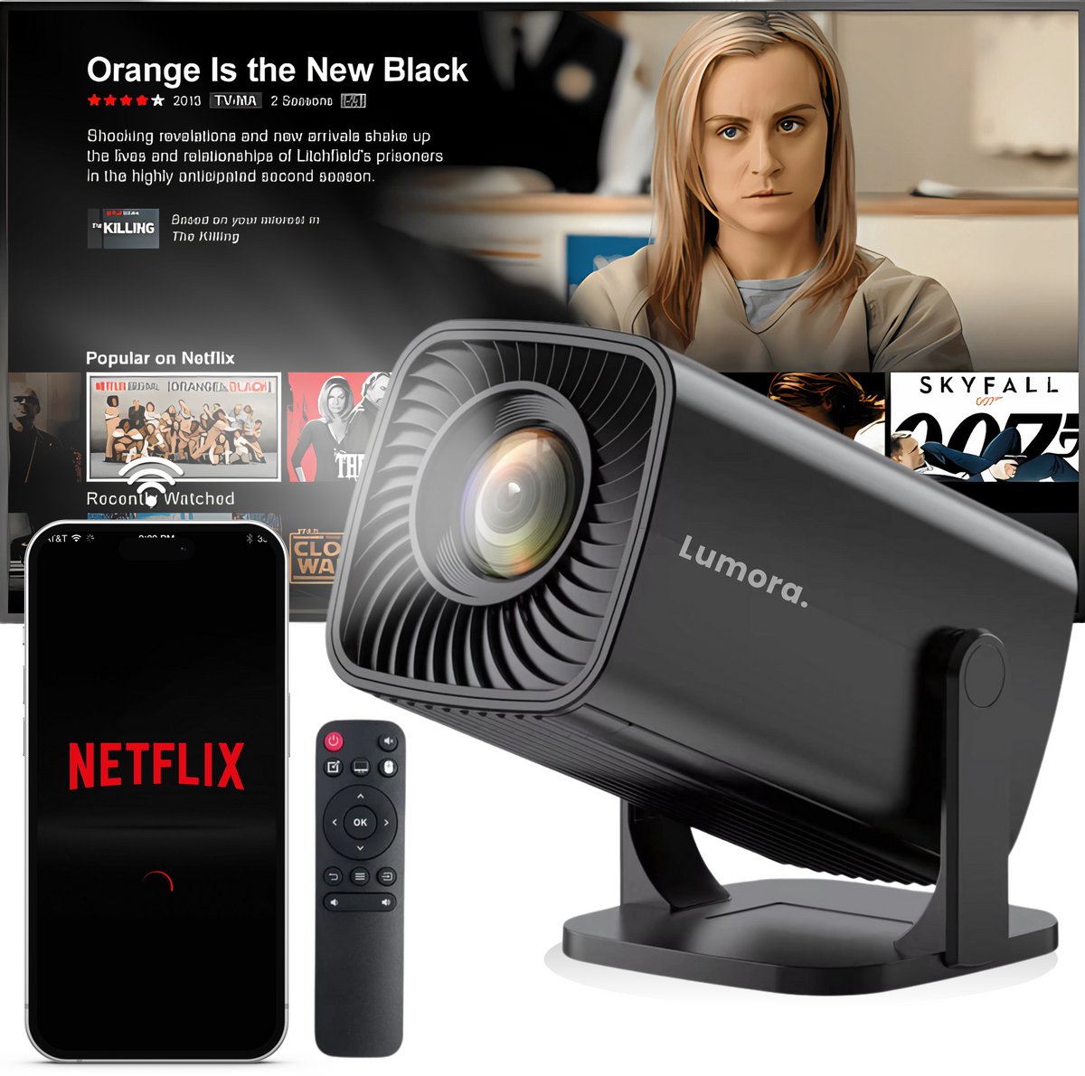 Lumora Mini Beamer 2025 Smart TV Projector 4K Ultra HD
