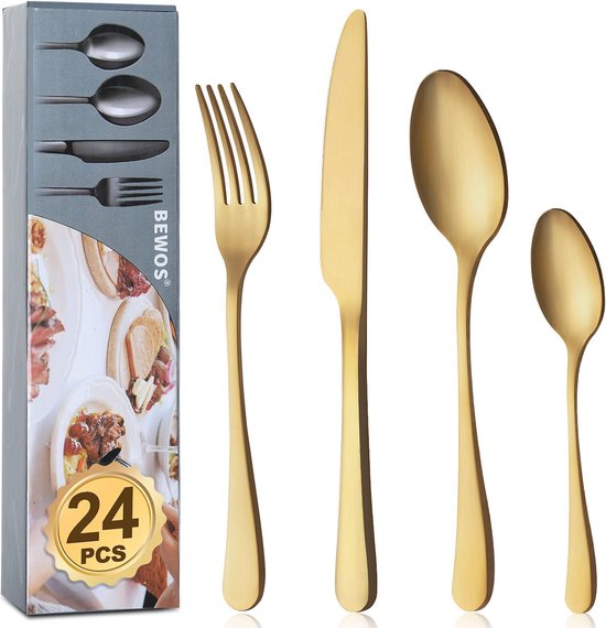 Matgouden bestekset 24-delig - 6 personen - RVS
