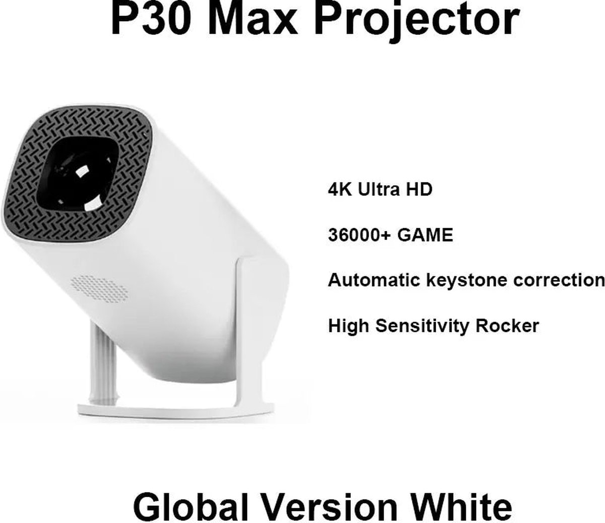 MicroData Miniprojector Quad-core 1280x720P Android 11 Wit