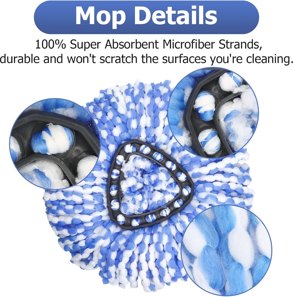 Microfiber Spin Mop Vervangende Hoofden 6-Pack