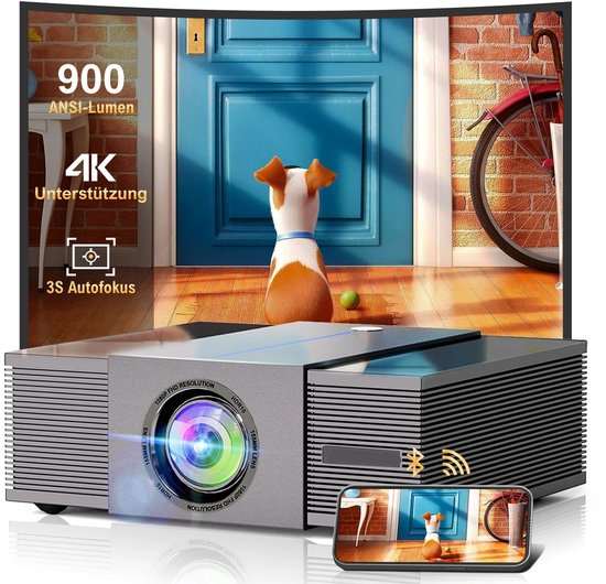 Mini Beamer 1080P Bluetooth Wifi LCD Grijs