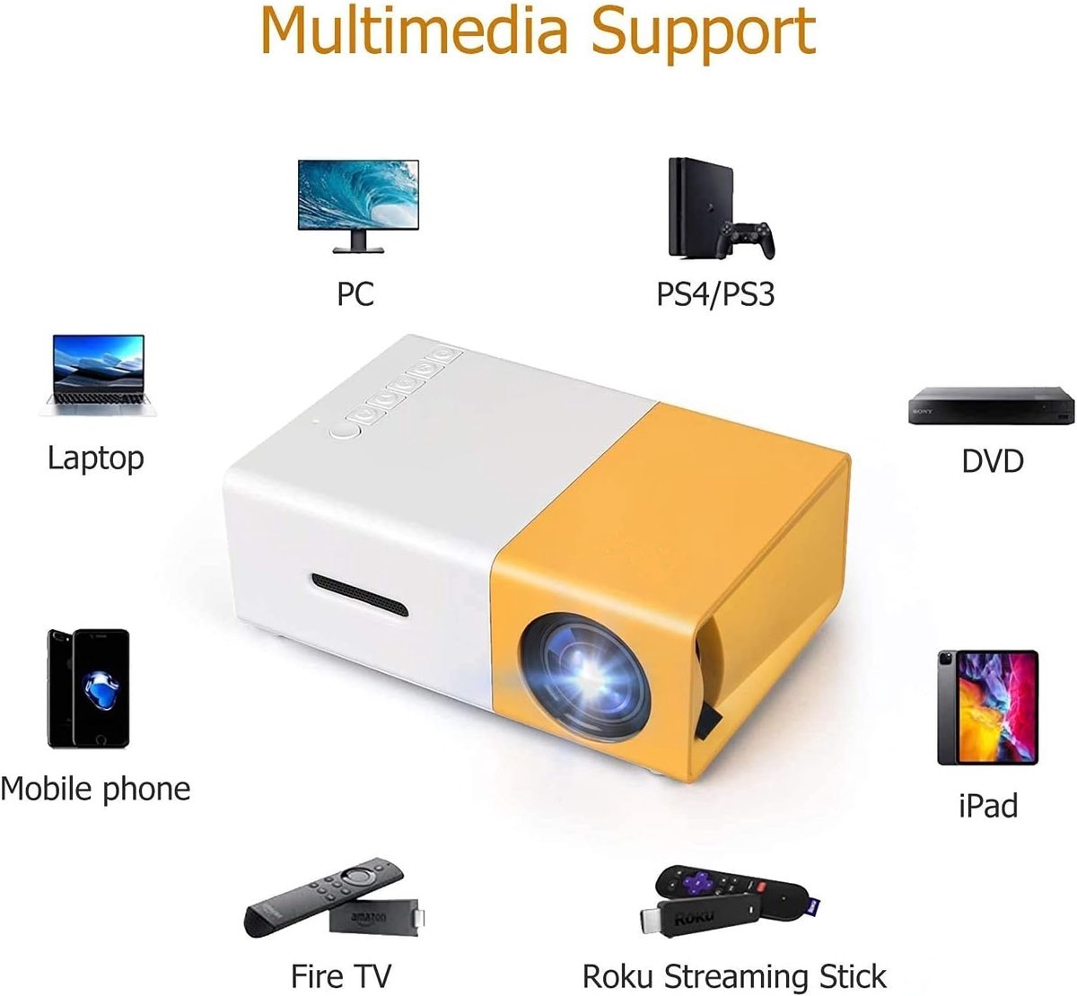 Mini Beamer 1080P Full HD Wifi Projector EU