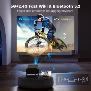 Mini Beamer 1080P WiFi Bluetooth Draagbare Projector Zwart