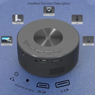 Mini Beamer 1920x1080 HDMI USB Zwart Draagbaar