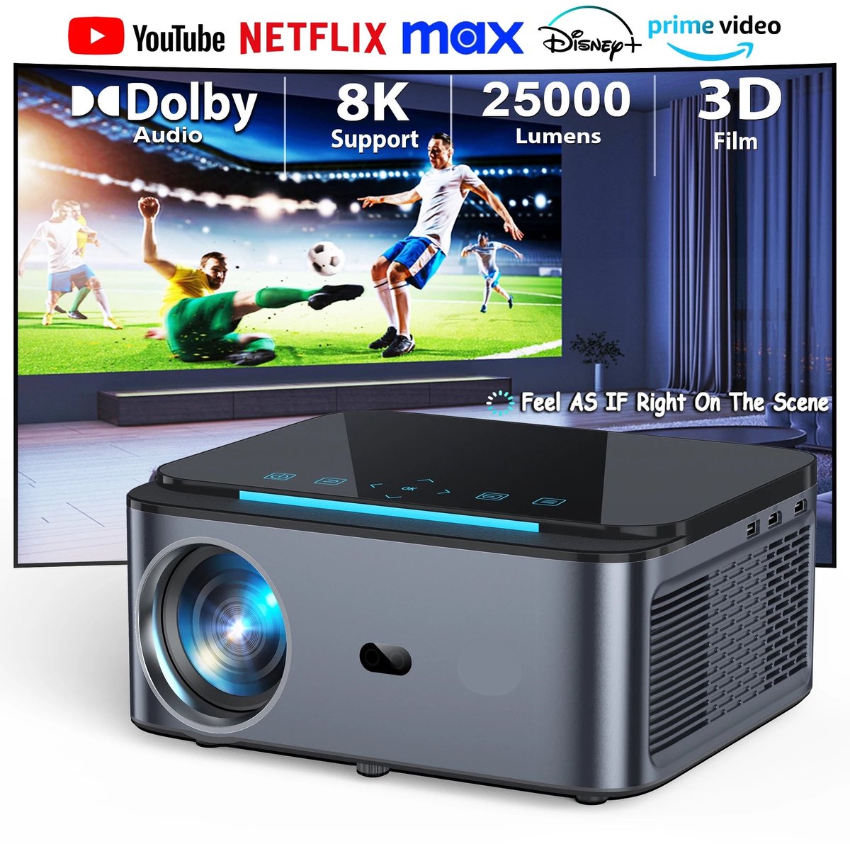 Mini Beamer 1920x1080 LED Projector Zwart/Grijs