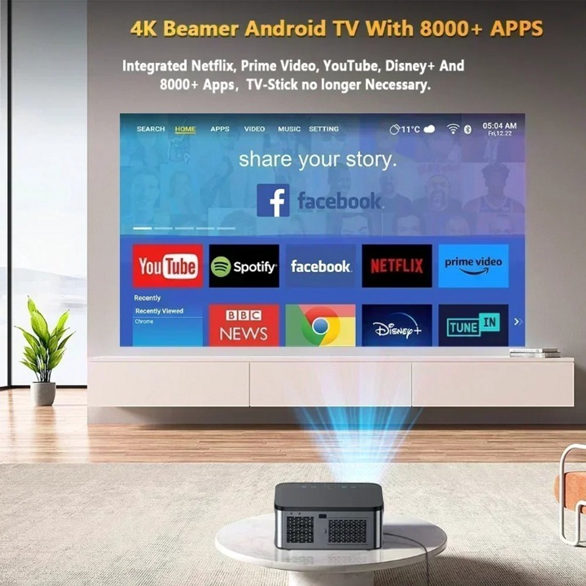 Mini Beamer 1920x1080 LED Projector Zwart/Grijs