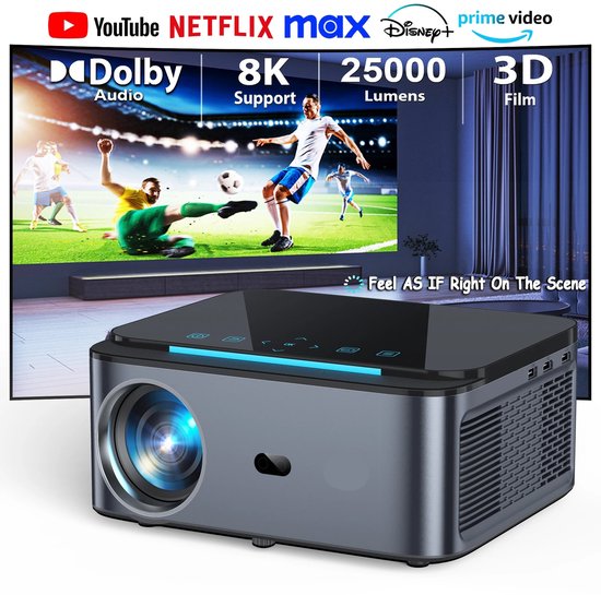 Mini Beamer 1920x1080 LED Projector Zwart/Grijs