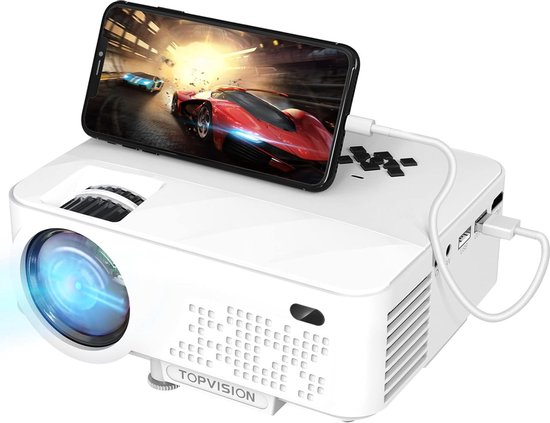 Mini Beamer 2400 Lumen 1080P Full HD Wit
