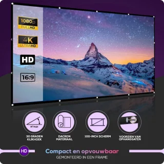 Mini Beamer 4000 Lumen WiFi met Projectiescherm en Draagtas