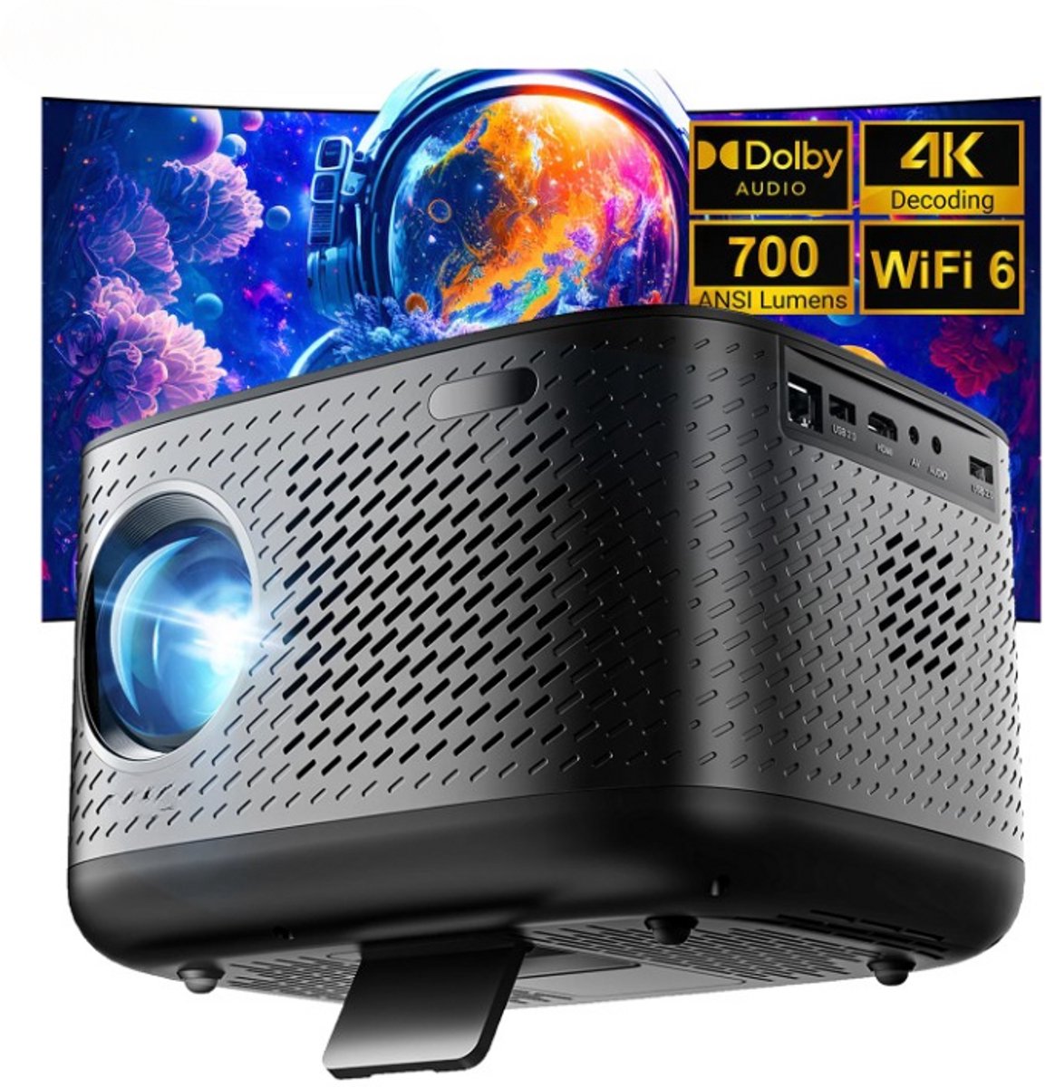 Mini Beamer 4K 1080P Bluetooth WiFi Zwart