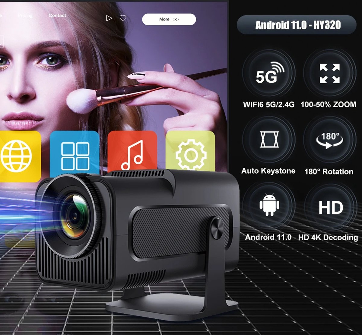Mini Beamer 4K Android 11.0 Wifi 6 Bluetooth 5.2 2024 Model