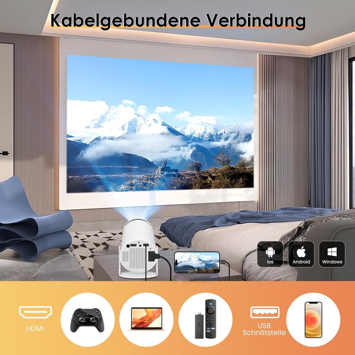 Mini Beamer 4K Android Smart TV Projector
