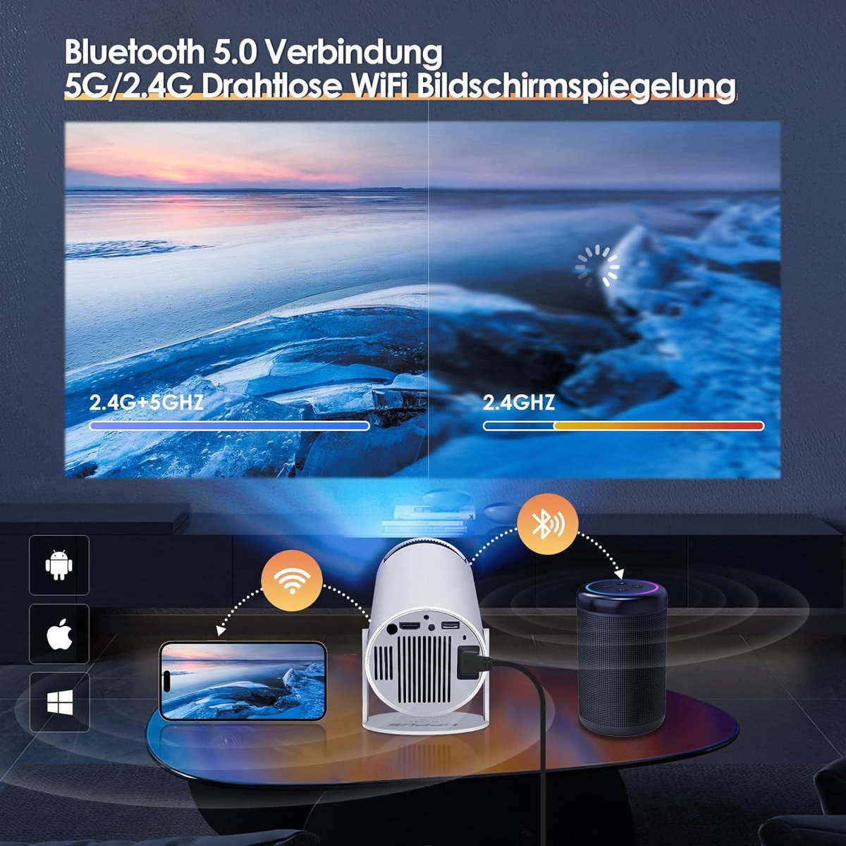 Mini Beamer 4K Android Smart TV Projector