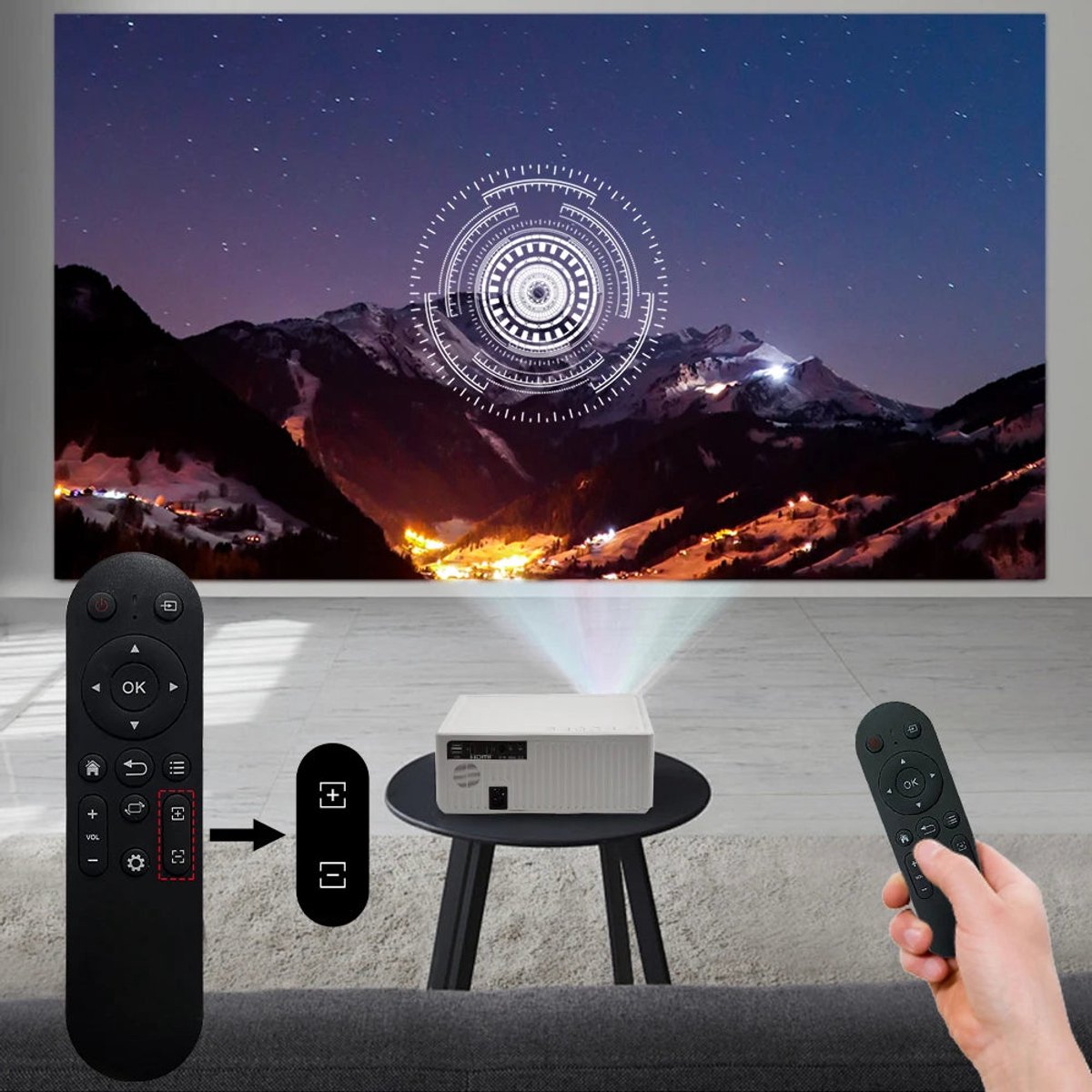 Mini Beamer 4K Full HD 1080P WiFi 28000 Lumen Wit