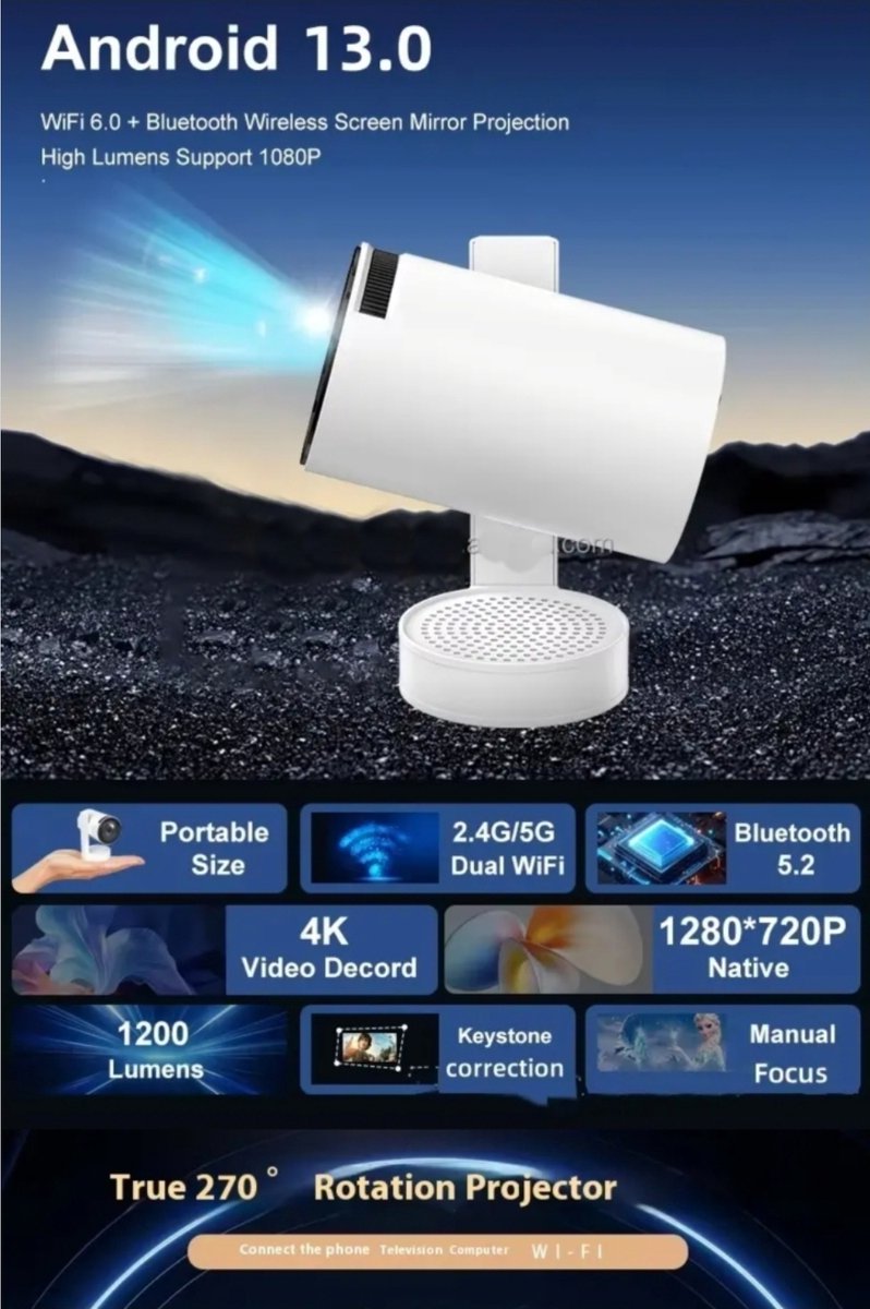 Mini Beamer 4K Laser Projector Draagbaar Android 13