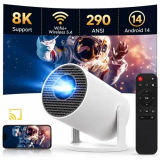 Mini beamer 720p hd – android 14 – wifi 6 – bluetooth 5.4 – 180° draaibaar – 140 inch