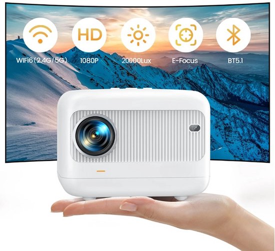 Mini Beamer Android Projector 20000 Lumen Wit