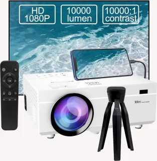 Mini Beamer Bluetooth 1080P Full HD 10000 Lumen Projector Wit