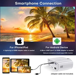 Mini Beamer Bluetooth 1080P HDMI USB Wit