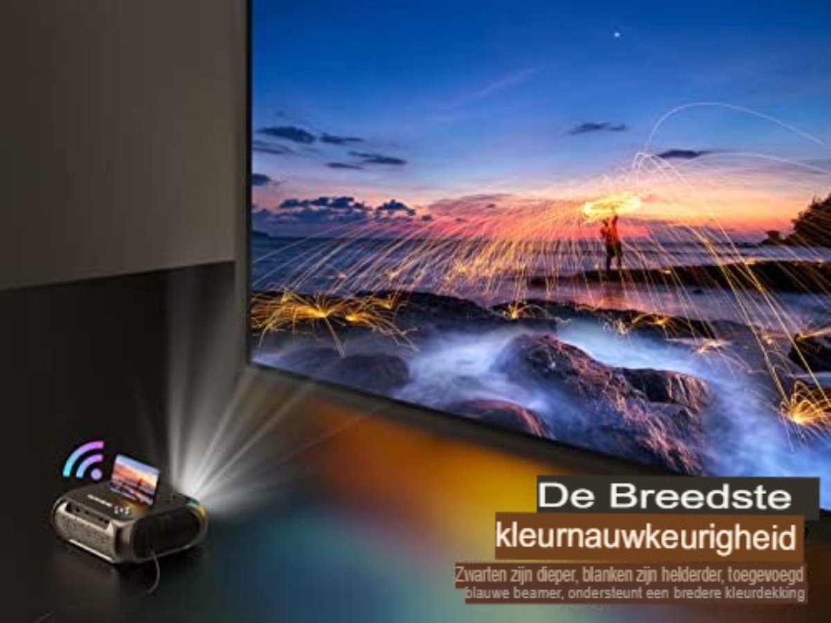 Wat vinden we goed aan de Mini Beamer Donkergrijs WiFi Bluetooth