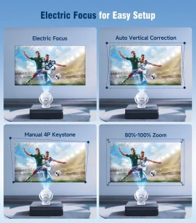 Mini Beamer - Draagbare Projector - Thuisbioscoop Creëren - Automatische Trapeziumcorrectie - 1080p 4K Resolutie - Wit
