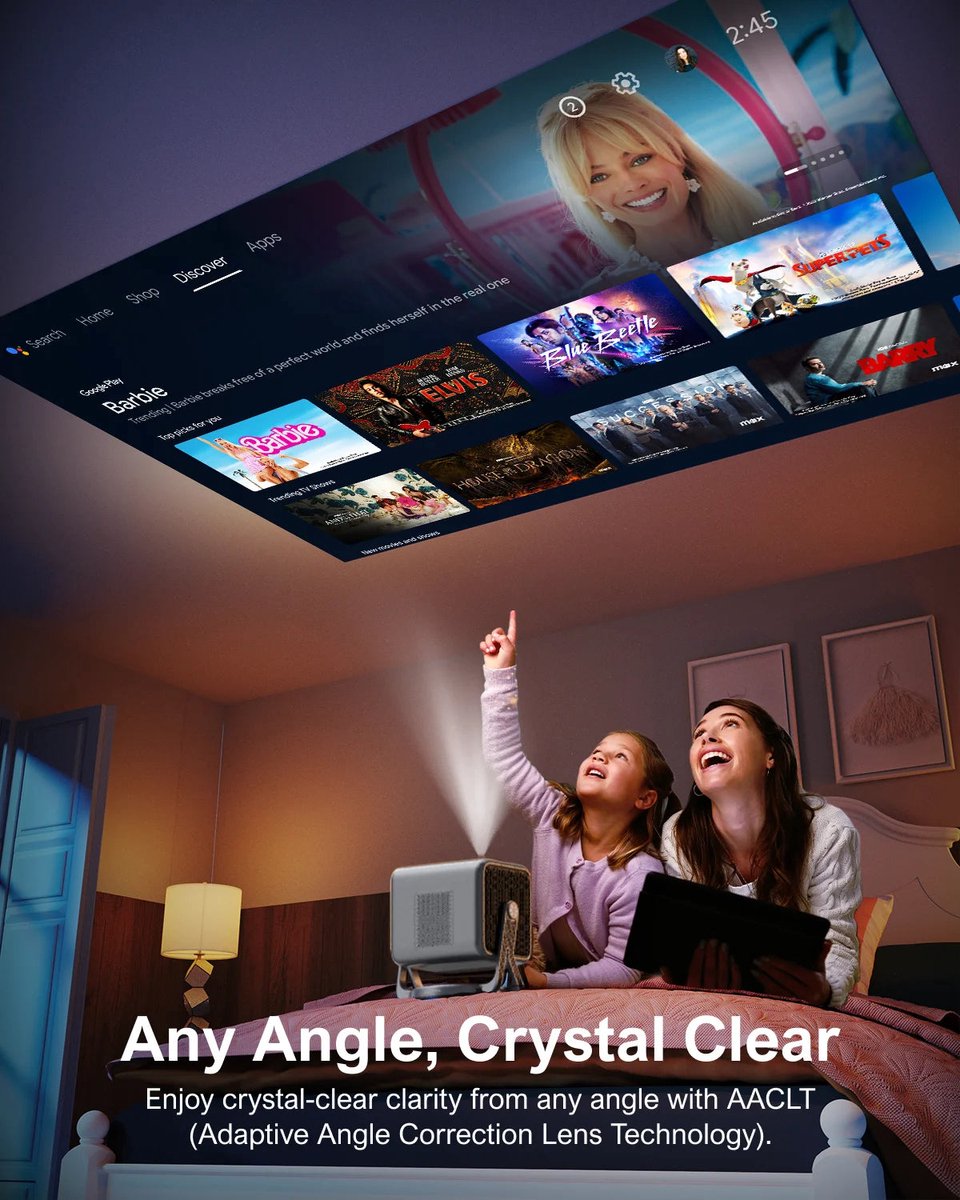 Mini Beamer Full HD 1080P Android 11 Zwart